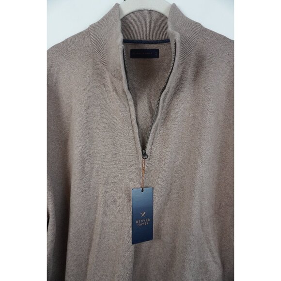 NWT Denver Hayes Long Sleeve Quarter-Zip Shirt in "Brown Heather" - Picture 2 of 5